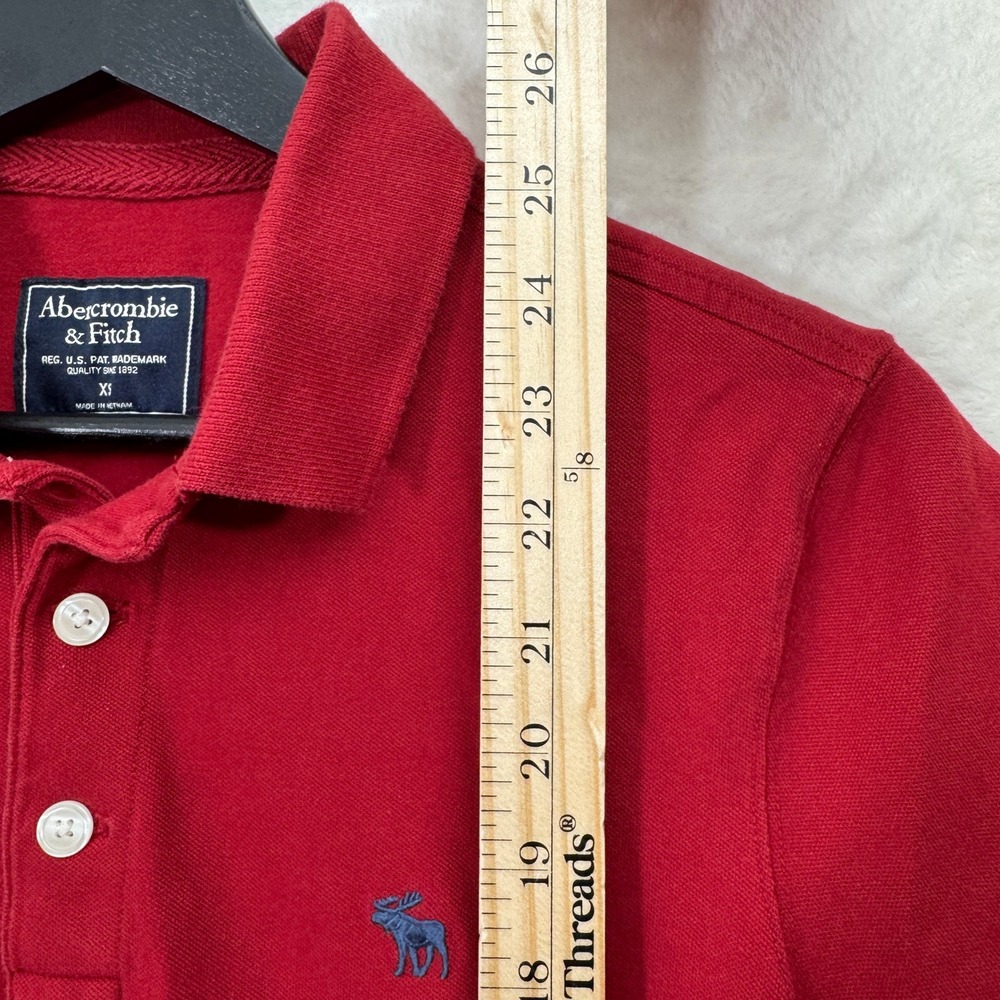 Abercrombie & Fitch Polo Shirt Mens XS Red Pique Short Sleeve Moose Logo Preppy - Picture 4 of 11